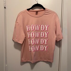 Women’s Medium “Howdy” Crop Top Pink 'Howdy' Graphic T-Shirt
